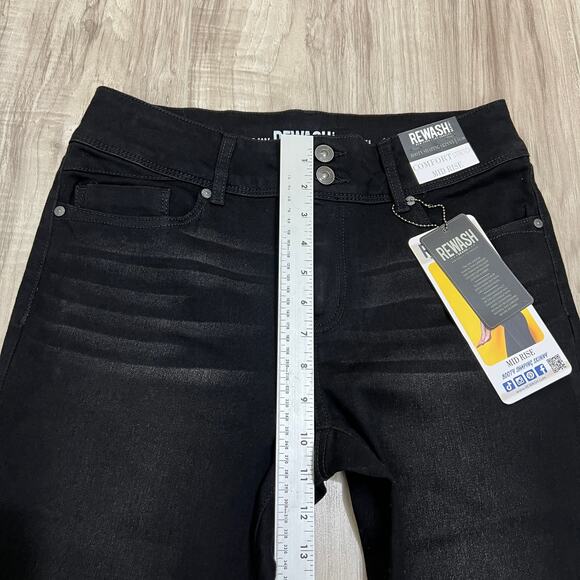 Rewash Mid Rise Booty Shaping Skinny Fit Jeans, Black Carbon Size 11/30 - Picture 5 of 10